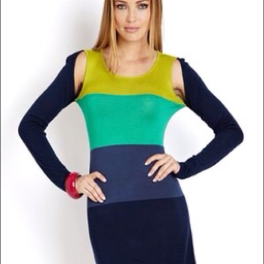 BCBG MaxAzria Nomia Colorblock Cut Out Knit Dress